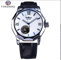 Montre automatique de luxe pour homme, design géométrique Océan Bleu, cadran squelette transparent, montre mécanique tendance