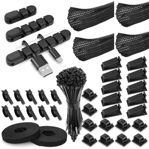 Kit Organizador de Cables de Nylon Negro de Alta Calidad, 139 Piezas, Precio de Fábrica, Cubierta de PVC, Soporte para Organizar Cables de Escritorio - Product Image 1