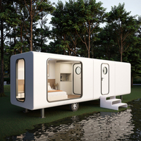 Maison capsule préfabriquée en acier de 8m de design contemporain de luxe Maison Apple Space 2 chambres à coucher avec caractéristiques solaires