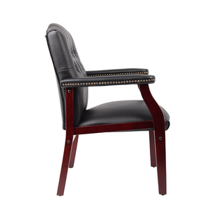 Fauteuil d'appoint en cuir OE HOME pour salon avec accoudoirs rembourrés, dossier mi-haut ergonomique, design moderne et transitoire - Product Image 2