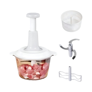 Hachoir à viande manuel, coupe-légumes, fouet de cuisine, robot culinaire, lame trancheuse, hachoir à ail et oignon, outil de poussoir paresseux pour viande et volaille - Product Image 1