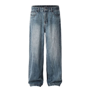 Jeans americani retrò 11KN larghi a vita media dritti in Denim tinta unita traspirante alla moda Casual Look estivo Logo anteriore per <span class=keywords><strong>uomo</strong></span> <span class=keywords><strong>donna</strong></span> - Product Image 6