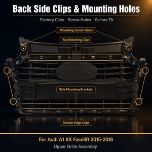 Pour <span class=keywords><strong>Audi</strong></span> <span class=keywords><strong>A1</strong></span> 8X Facelift 2015-2018 Grille de radiateur avant 8XA853651B1QP BT94 <span class=keywords><strong>Gris</strong></span> pierre Noir Cadre chromé brillant - Product Image 3