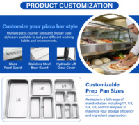 Table de préparation de sandwichs et de pizzas avec comptoir en marbre et réfrigérateur à 3 portes pour restaurant de restauration rapide