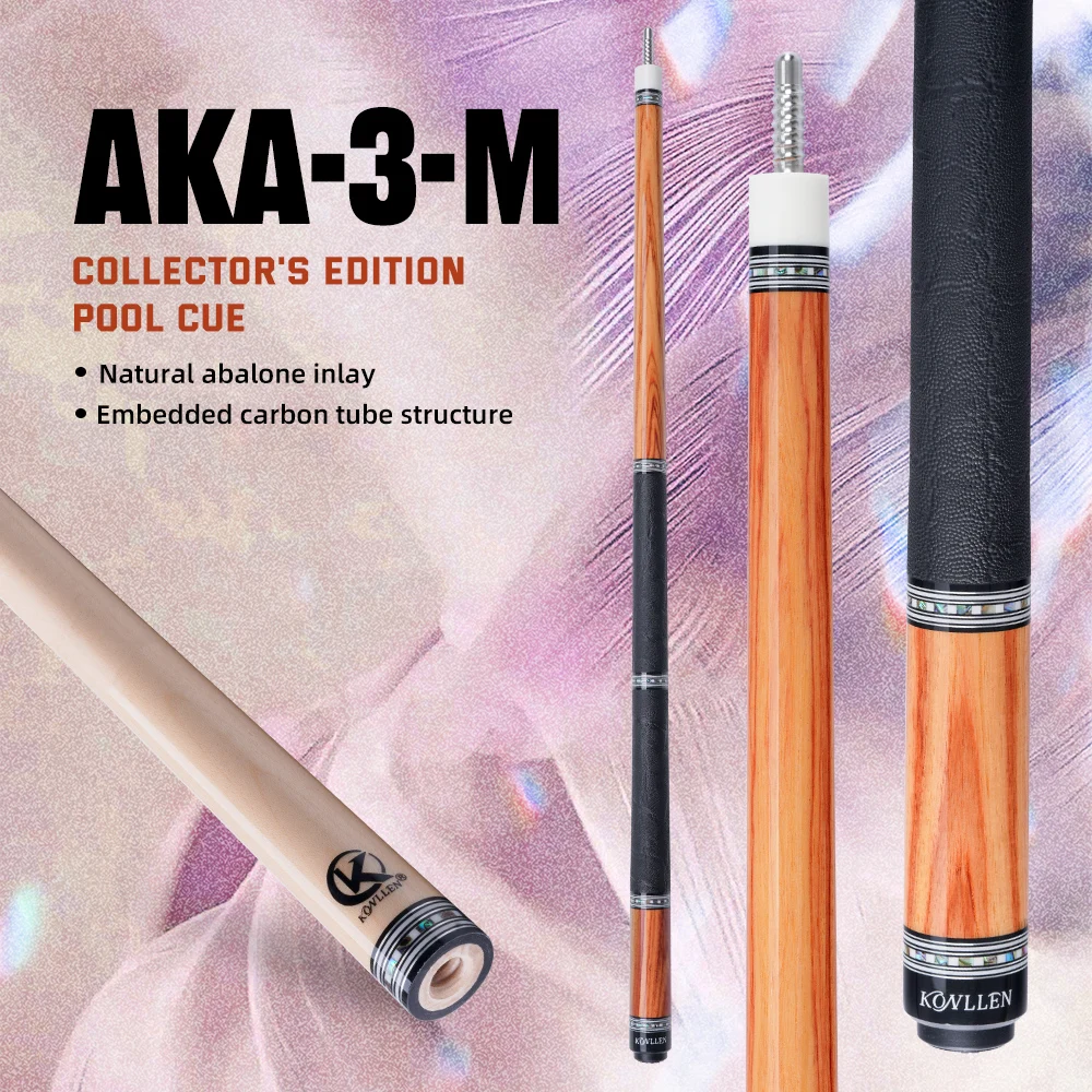 KONLLEN Carbon Fiber Pool Cue Stick 12.5mm Tip, 3*8/8 Joint Pin