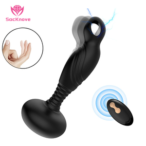 SacKnove Wireless Remote <span class=keywords><strong>Electric</strong></span> 10-Frequenz-Vibration 3-Modus-Stoßstopfen Prostata-<span class=keywords><strong>Massage</strong></span> gerät Männlicher Vibrator Anal Sexspielzeug - Product Image 1