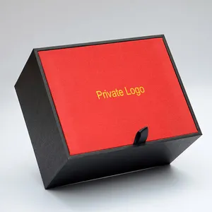 Couvercle et Base Original rigide de luxe noir rouge artisanat Logo personnalisé Agate glaçure tasse emballage boîte cadeau magnétique