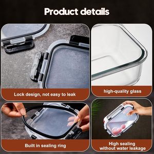 8個入りガラス製ミールプレップ容器セット、蓋付き、特厚気密食品保存容器、漏れ防止ランチボックス、残り物用 - Product Image 4