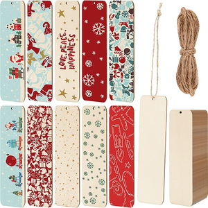Marcadores de libros de madera en blanco para manualidades, placas de madera, etiquetas colgantes en blanco, adornos de madera. - Product Image 2