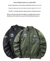 Blouson aviateur MA1 brodé multi-badges, col baseball, style vintage décontracté