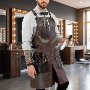 Tablier en cuir durable de haute qualité avec logo personnalisé, poche, design imperméable pour coiffeurs, restaurants, coupes de cheveux, travaux de jardinage - Product Image 1