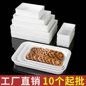 Braised food display tray, braised food tray, white rectangular commercial deep <b>plate</b> made of <b>melamine</b> plastic, suitable for - Product Image 3