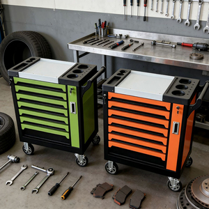 Chariot à outils mobile à 7 tiroirs pour mécanicien de garage, chariot de rangement robuste en acier - Product Image 3