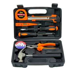9 Piece Household Tool Set Steel Tools With Tape Measure Screwdriver Pliers Hammer In Hard Case For Home Repair - Product Image 1