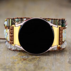 Bijoux natifs pour femmes cristal pierres naturelles sur bouton argent personnalisé pour Samsung pour <span class=keywords><strong>Galaxy</strong></span> <span class=keywords><strong>Watch</strong></span> <span class=keywords><strong>4</strong></span> <span class=keywords><strong>bracelet</strong></span> 22mm tissu matériel - Product Image 1
