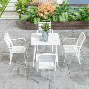 Tavolo e Sedie da Esterno in Lastra di Roccia Semplice per Giardino, Balcone, Terrazza, Sala Riunioni, Villa, Cortile - Arredamento da Esterno - Product Image 3