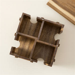 منظم شاي أكاسيا صلب ، دوار خشبي مع نافذة عرض - Product Image 3