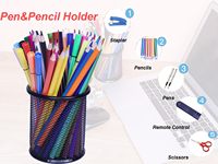 Haute qualité carré noir métal maille crayon Pot porte-stylo crayon tasse pour la maison école bureau