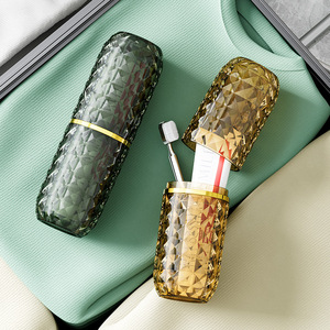 Juego de soporte para cepillos de dientes con diseño de diamante, 3 piezas, taza de viaje transparente con sellado para almacenamiento en el baño - Product Image 4