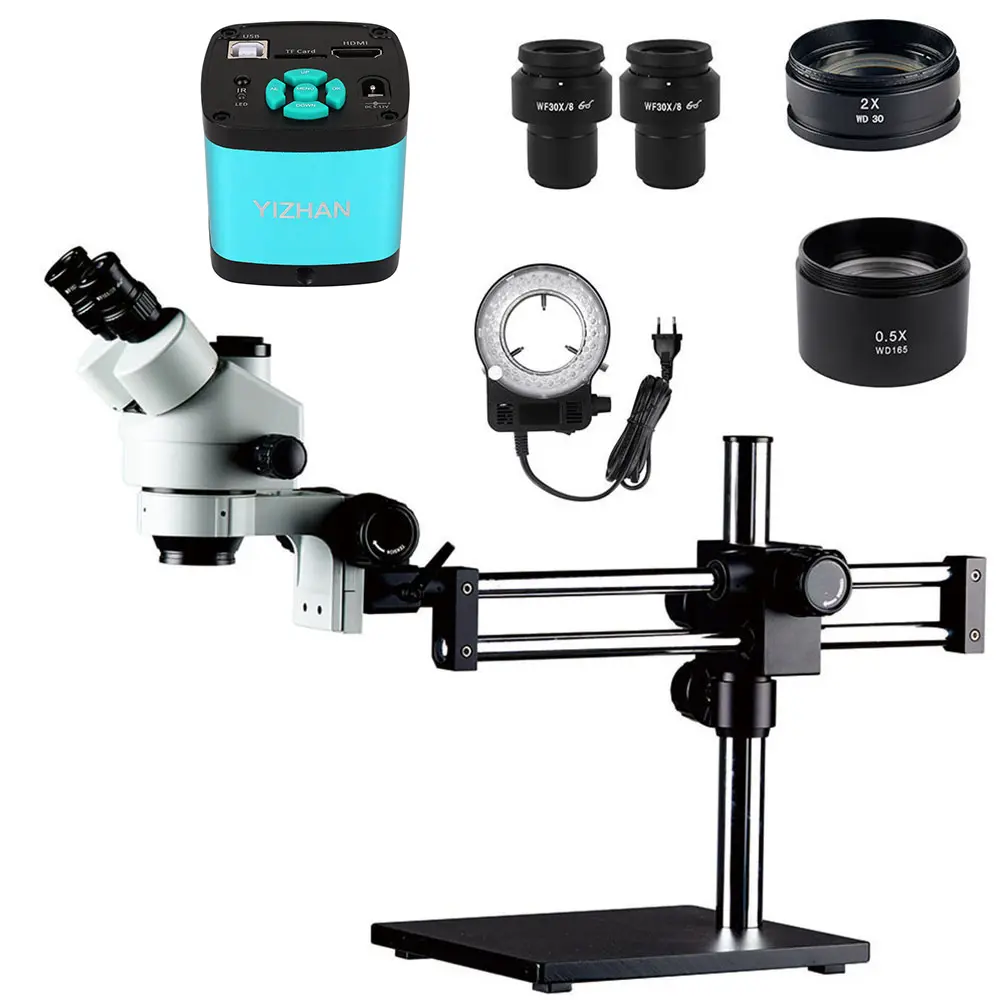 Profissional 3.5X - 270X Trinocular Stereo Laboratório Microscópio Precisão Frosted Glass Lens Microscópio Componente Eletrônico