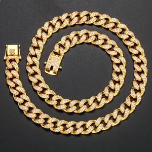 TUHE Jewelry Hip Hop 12mm Cuban Curb Link Chain collana a catena cubana in ottone placcato oro reale 5A CZ per uomo