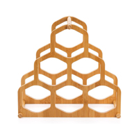 202608 Estantes de exhibición de bambú con diseño de panal, soporte para botellas de cerveza, botellero de vino, estanterías de almacenamiento de madera para mesa y encimera