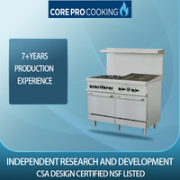 Cuisinière à gaz commerciale Core Pro Triple Fuel, 4 brûleurs, autoportante, avec four et grill, en acier inoxydable, 5000-10000W, certifiée ETL