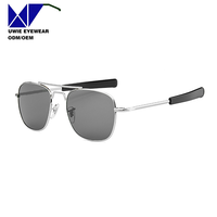 Lunettes de soleil carrées classiques OEM pour hommes, lunettes de pilote polarisées American Optical, monture transparente
