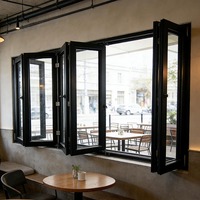 Fenêtre pliante horizontale en aluminium avec double vitrage trempé, insonorisée et antivol, pour utilisation en cuisine