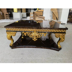 Di lusso <span class=keywords><strong>Barocco</strong></span> intaglio del Legno centro <span class=keywords><strong>tavolo</strong></span> <span class=keywords><strong>nero</strong></span> quadrato in legno di caffè <span class=keywords><strong>tavolo</strong></span> per Living Room Furniture - Product Image 4