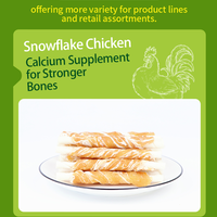 Bâtonnets de viande de poulet enrobés de peau de bœuf pure en forme de flocon de neige pour chiens – Riches en protéines, à mâcher, soulagent l'ennui et réduisent les comportements destructeurs – Approvisionnement direct usine