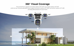 O-KAM 12MP HD Wifi mạng Máy ảnh 3 ống kính phát hiện chuyển động tự động theo dõi PTZ với tầm nhìn ban đêm hai chiều âm thanh an toàn - Product Image 4