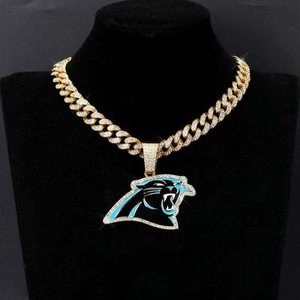 Panthères de la Caroline 32 équipes strass Bling chaîne cubaine collier ensemble de bijoux - Product Image 5