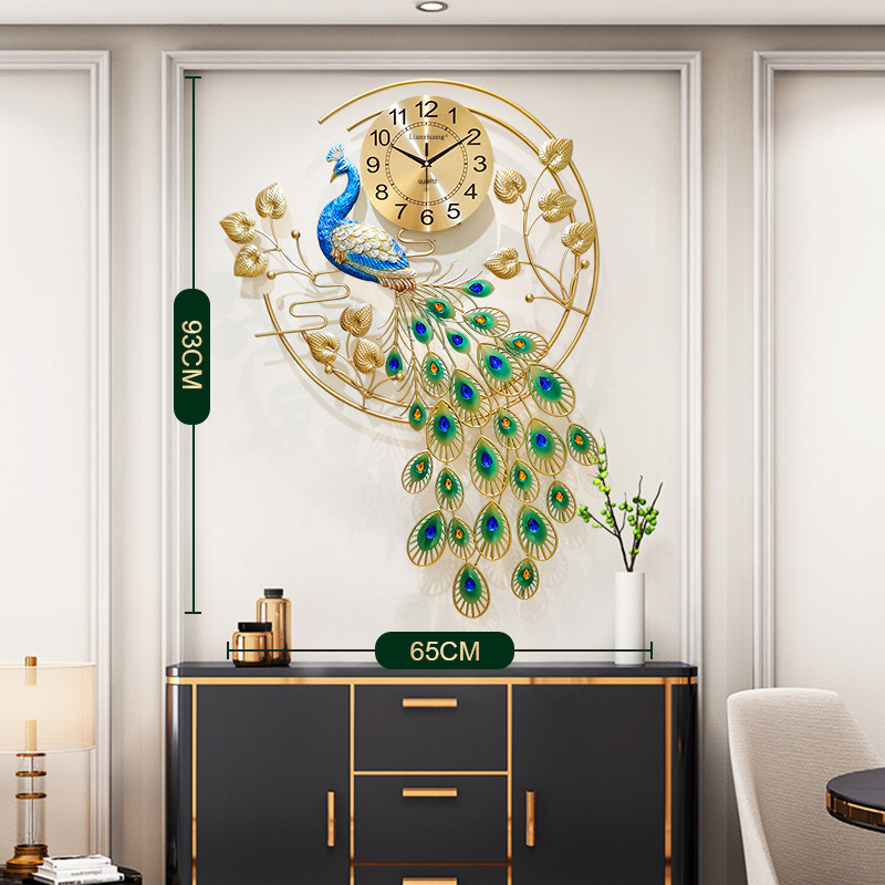 Peacock Clock Home Living Room Wall