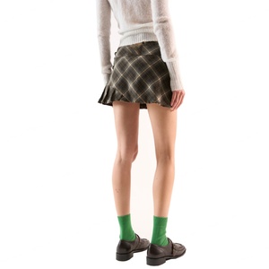 Minifalda de Franela de Algodón Cepillado a Cuadros con Bordes sin Rematar, Diseño de Moda a Cuadros, para Niñas - Product Image 4