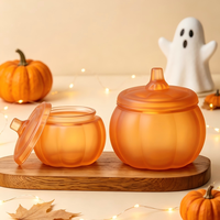 Pot à bougie en verre de luxe unique en forme de citrouille pour la décoration d'Halloween, pots à bougies en forme de citrouille