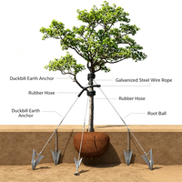 Kit de tirantage d'arbres avec ancrages bec de canard, câble en acier et tige de fixation pour le soutien des racines et le stabilisation des arbres en aménagement paysager