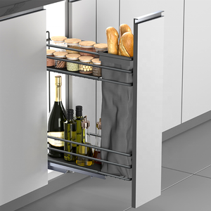 Modern Kitchen Cabinet Storage Organizer With <b>Soft</b>-Close Slide 2-Tier <b>Wire</b> Basket 150mm Width Eco-Friendly Save Space Kitchen Dr - Product Image 4