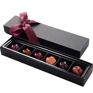 Factory Wholesale Custom 2 Pieces Black Paper Candy Gift Boxes With Logo For Chocolate Packing