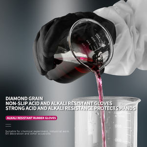 Aangepaste Groothandel Zwart Zuur En Alkali Anti-Corrosie Anti-Slip Rubber Handschoenen Gedrukt Logo Auto Reparatie Chemische Huishouden - Product Image 5