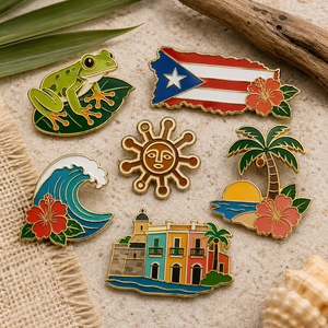 Pin de solapa metálico personalizado al por mayor, con diseño de rana Coqui Taino de Puerto Rico, estilo tropical caribeño, recuerdo de viaje tropical - Product Image 1