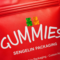 Emballages personnalisés pour bonbons et gommes en mylar, avec fermeture à glissière résistante aux enfants, conformes à la norme ASTM