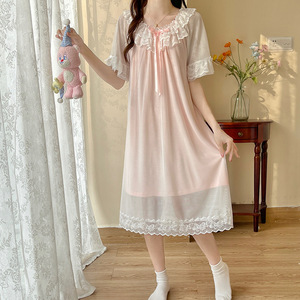 <span class=keywords><strong>Camicia</strong></span> <span class=keywords><strong>da</strong></span> <span class=keywords><strong>Notte</strong></span> in Cotone 2025 <span class=keywords><strong>da</strong></span> Donna Estiva a <span class=keywords><strong>Maniche</strong></span> <span class=keywords><strong>Corte</strong></span>, Nuovo Stile Pure Desire, Sexy con Pizzo e Rete, Imbottitura Reggiseno, Collo Tondo, Rosa 8822-1 - Product Image 3