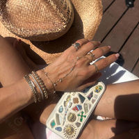 Bracelet de main en argent sterling 925 ChuYao avec perles, réglable, superposé, style bohème, bijoux de poignet unisexe, vente en gros