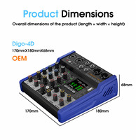 CHXYKOM Digo-4D Petit mixeur de bureau 4 canaux, portable, installation simple et convivial.