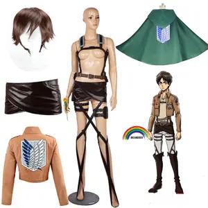 New Design Anime Attack on Titan cosplay costume investigation Corps cloak Jackets and Short skirt