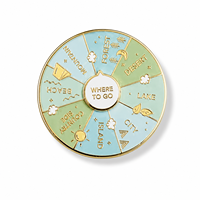 Broche en métal doré brillant personnalisable avec roue tournante, thème voyage, souvenir, cadeau d'affaires, OEM ODM
