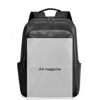 Sac à dos d'affaires pour hommes, sac d'ordinateur de grande capacité en cuir PU pour l'extérieur, sac à dos de voyage léger