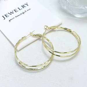 Boucles d'oreilles créoles en cuivre pour femmes, 1 pièce, à prix abordable, de forme irrégulière, torsadées, carrées et rondes, style Huggie, bijoux fantaisie pour le quotidien et les vacances - Product Image 1
