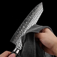 Couteau de chef professionnel AMSZL de 8 pouces, couteau Kiritsuke ultra-affûté, série Hammer, antiadhésif, écologique, manche en bois d'ébène, carbone